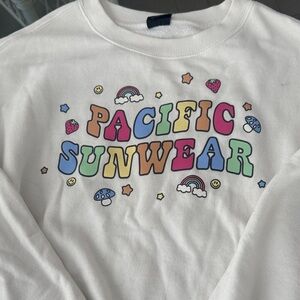 Pacific Sunwear White Sweatshirt with Colorful Graphic